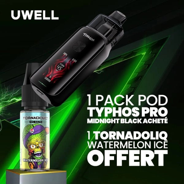 1 Pack Pod Typhos Pro Midnight Black Acheté, 1 Tornadoliq Cherry Ice Offert