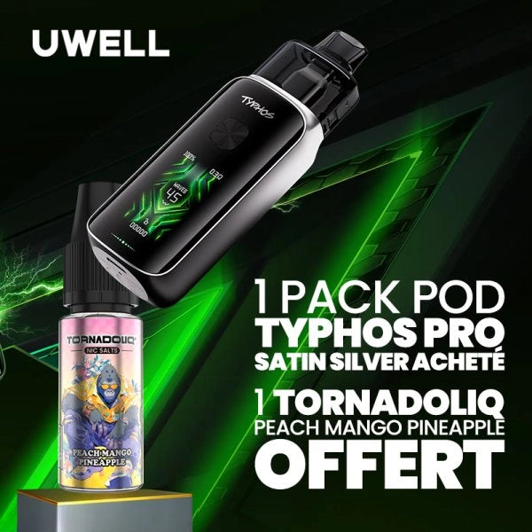1 Pack Pod Typhos Pro Midnight Black Acheté, 1 Tornadoliq Cherry Ice Offert