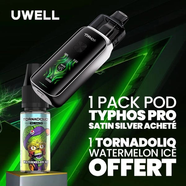 1 Pack Pod Typhos Pro Midnight Black Acheté, 1 Tornadoliq Cherry Ice Offert